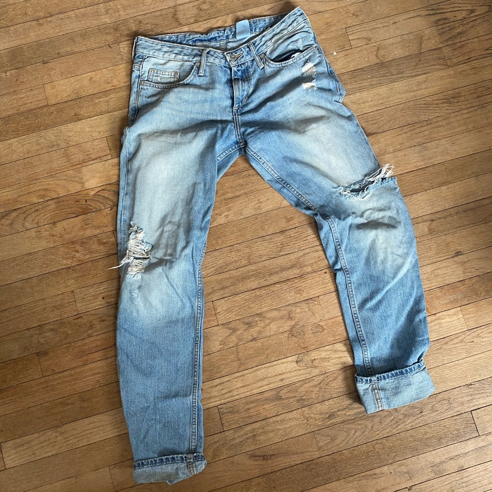 Ripped Denim Boyfriend Jean